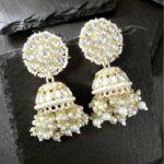white contemporary jhumkas earrings