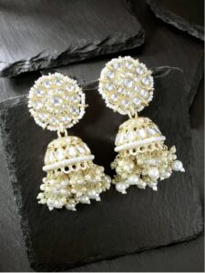 White Contemporary Jhumkas Earrings white contemporary jhumkas earrings