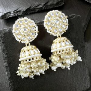 Home white contemporary jhumkas earrings
