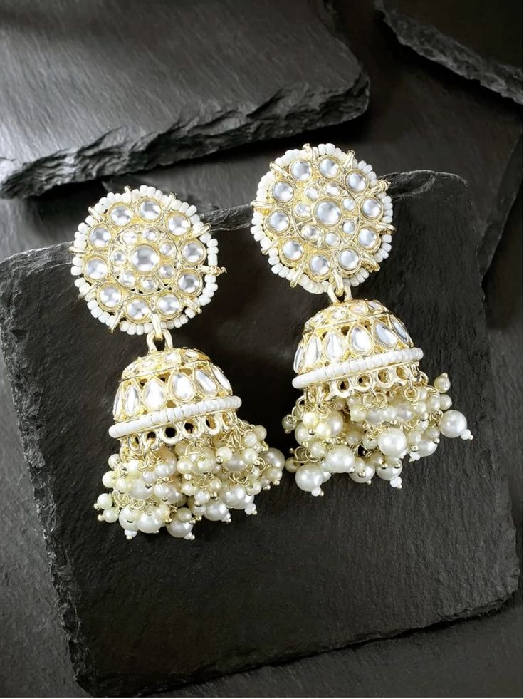 white contemporary jhumkas earrings white contemporary jhumkas earrings